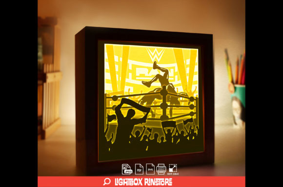 125 WWE 3D Paper Cut Light Box Template: A Bold 3D SVG Shadow Box for Editorial Impact
