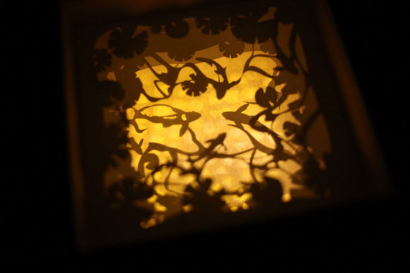 Koi Fishes 3D Paper Cut Light Box Template
